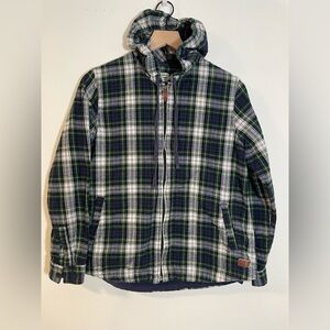 L.L. Bean Flannel Hoodie Scotch TartanPlaid Relaxed Fit Full Zip Size Small